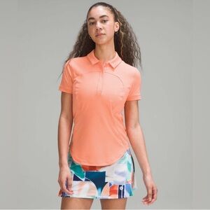 NWT Lululemon Quick-Dry Short-Sleeve Polo Shirt Sunny Coral Womens Size 12